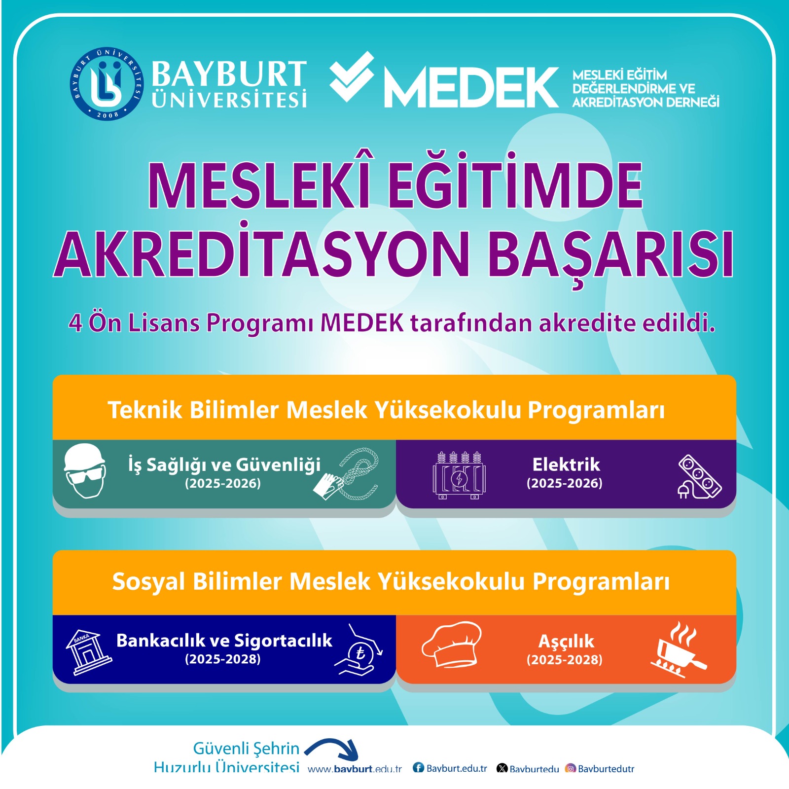 4 Ön Lisans Programımız MEDEK’ten Akreditasyon Aldı